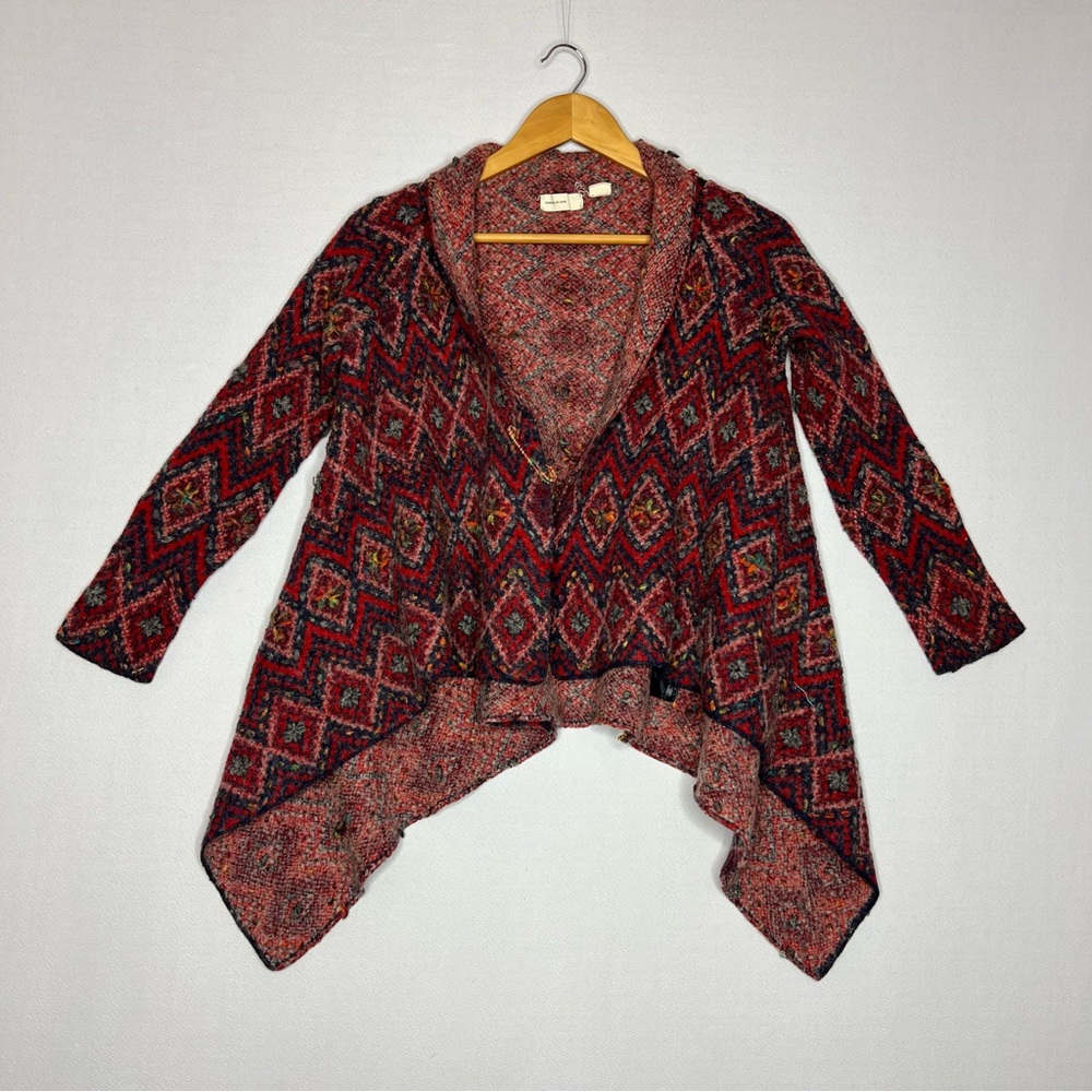 Sleeping On Snow Anthropologie Geometric Red Women’s Cardigans Size XS